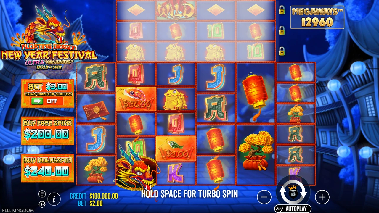 Floating Dragon New Year Festival Ultra Megaways™ Hold & Spin slot demo preview