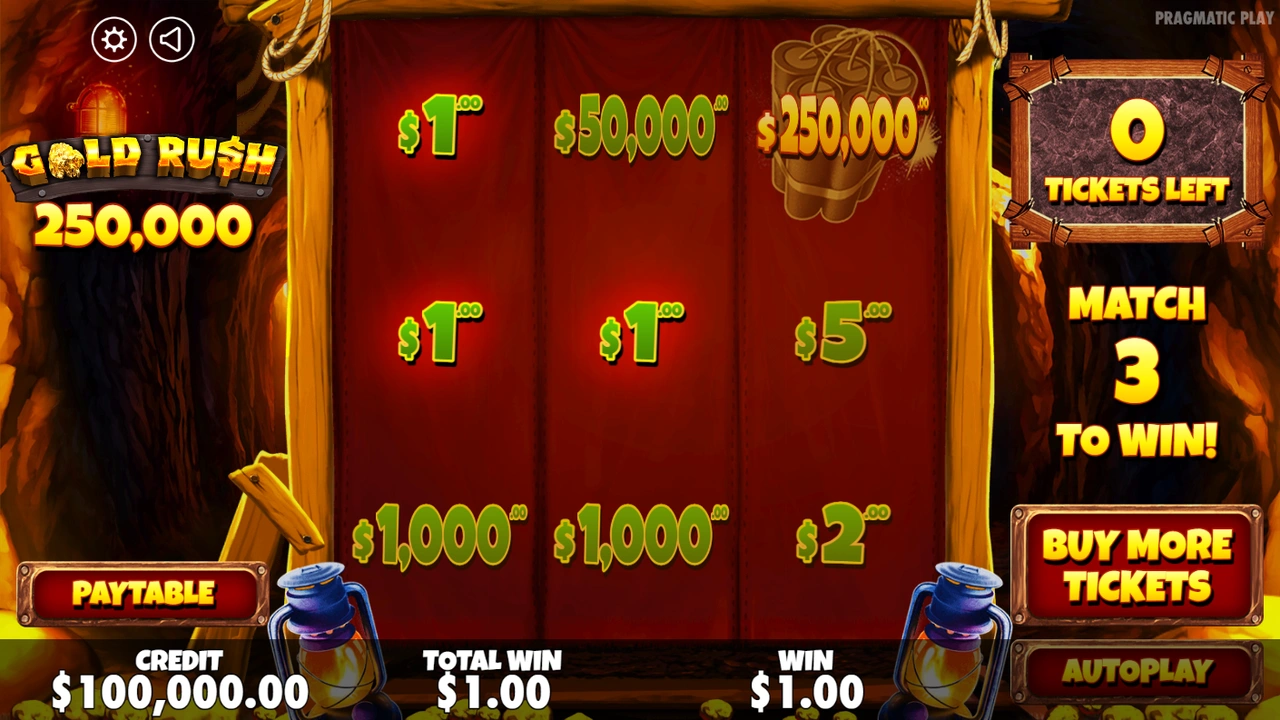 Gold Rush Scratchcard slot demo preview