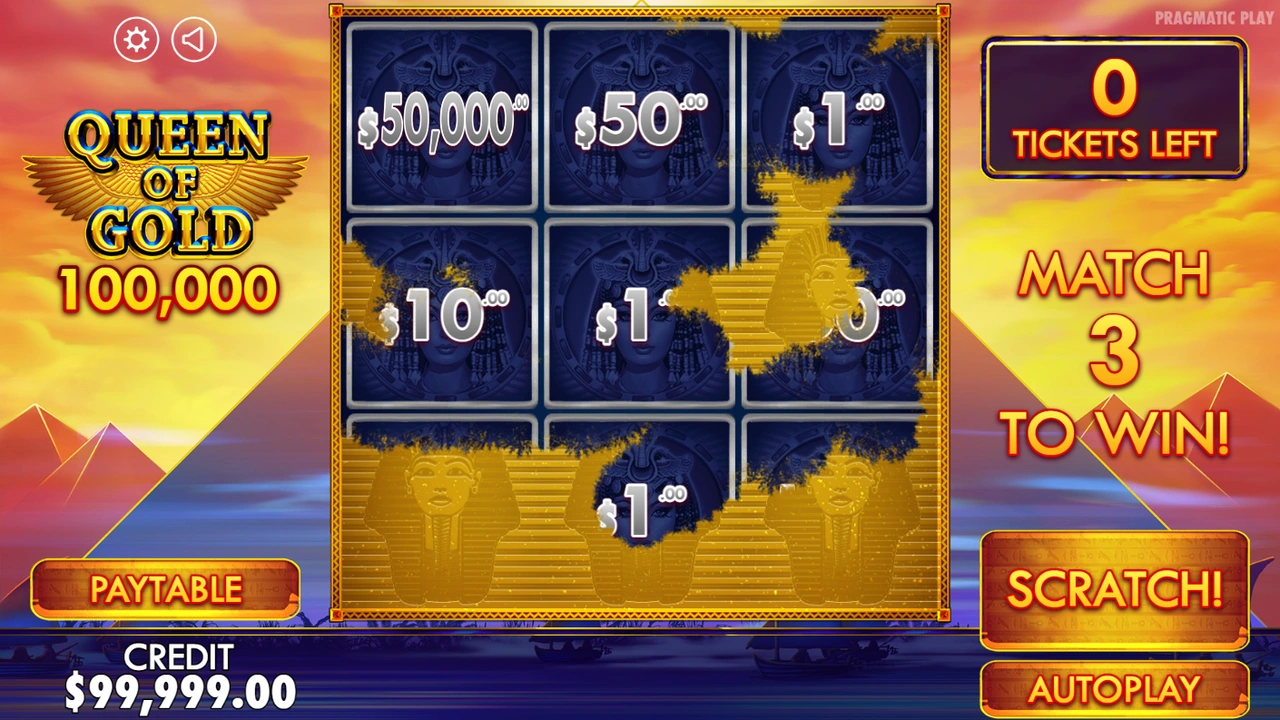 Queen of Gold Scratchcard slot demo preview